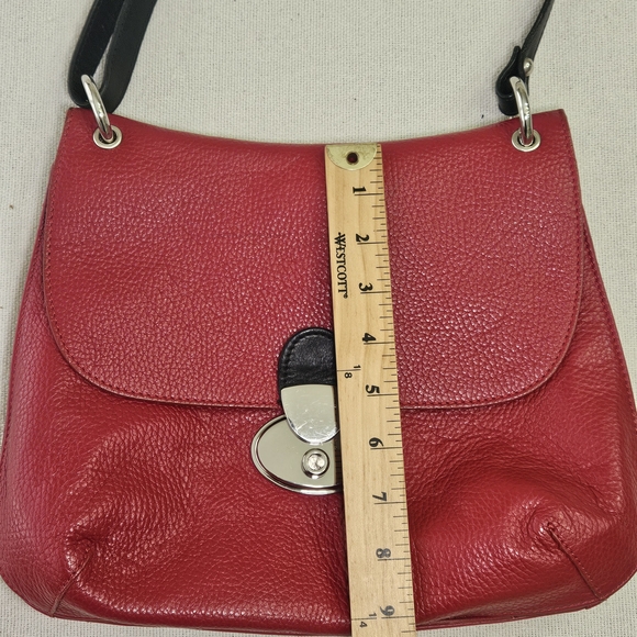 VALENTINA RED LEATHER SILVER HARDWARE HANDBAG MADE IN ITALY - Picture 14 of 15